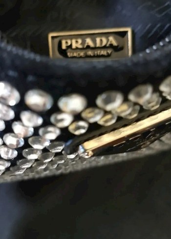 Beden siyah Renk Prada Parlak Siyah Taşlı Prada Kadın Çanta