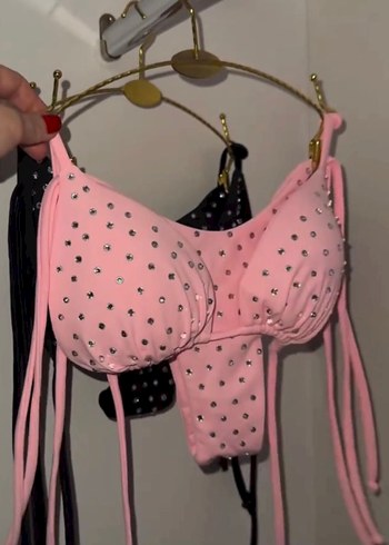 Diğer Pul Detaylı Pembe İpli Bikini