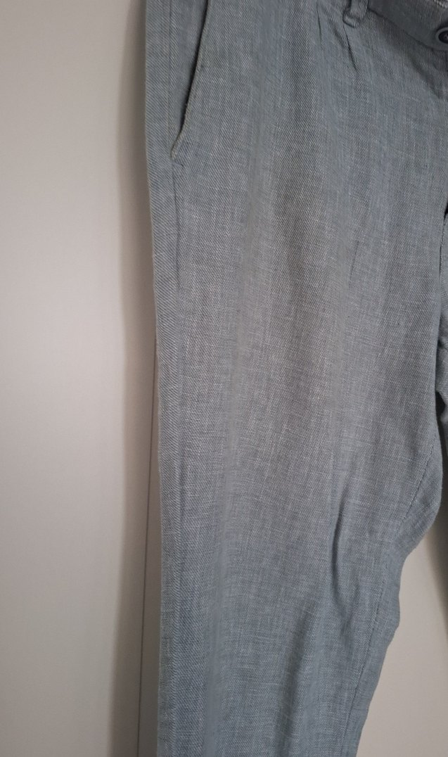 Gri Regular Fit Keten Erkek Pantolon 30 - Görsel 3
