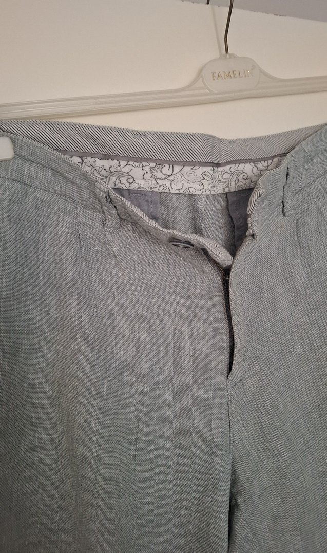 Gri Regular Fit Keten Erkek Pantolon 30 - Görsel 2