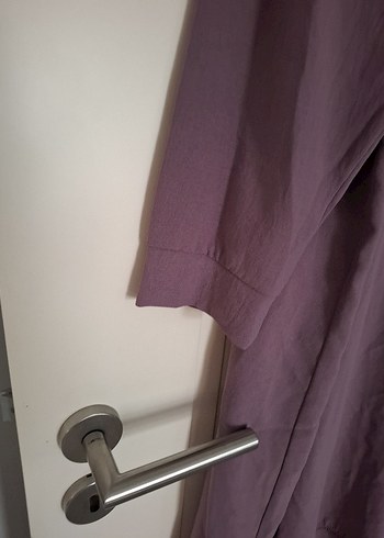 Düğmeli Uzun Mor Kadın Hırka - Görsel 2