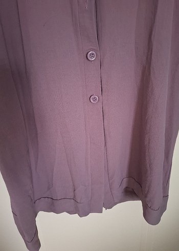 Düğmeli Uzun Mor Kadın Hırka - Görsel 4