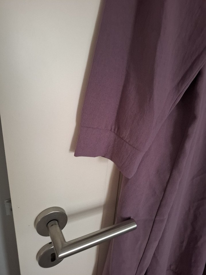 Düğmeli Uzun Mor Kadın Hırka - Görsel 2