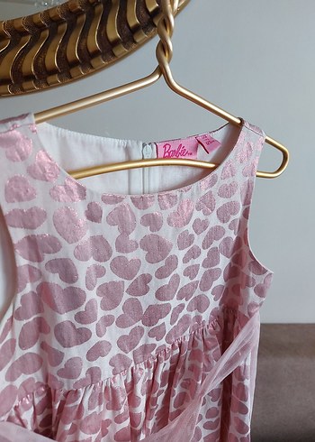 7 Yaş Beden Kız Çocuk Pembe Dantel Detaylı Elbise