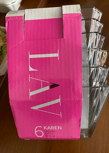 Lav Karen 6'lı Pembe Cam Bardak Seti