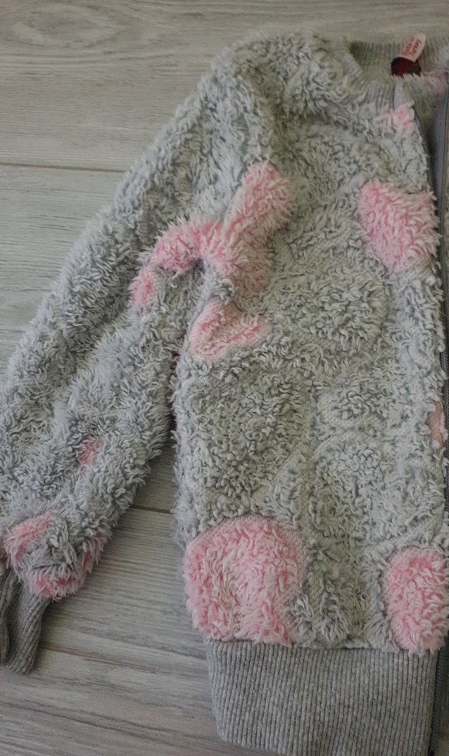 Kız Çocuk Gri Peluş Ceket - Görsel 2