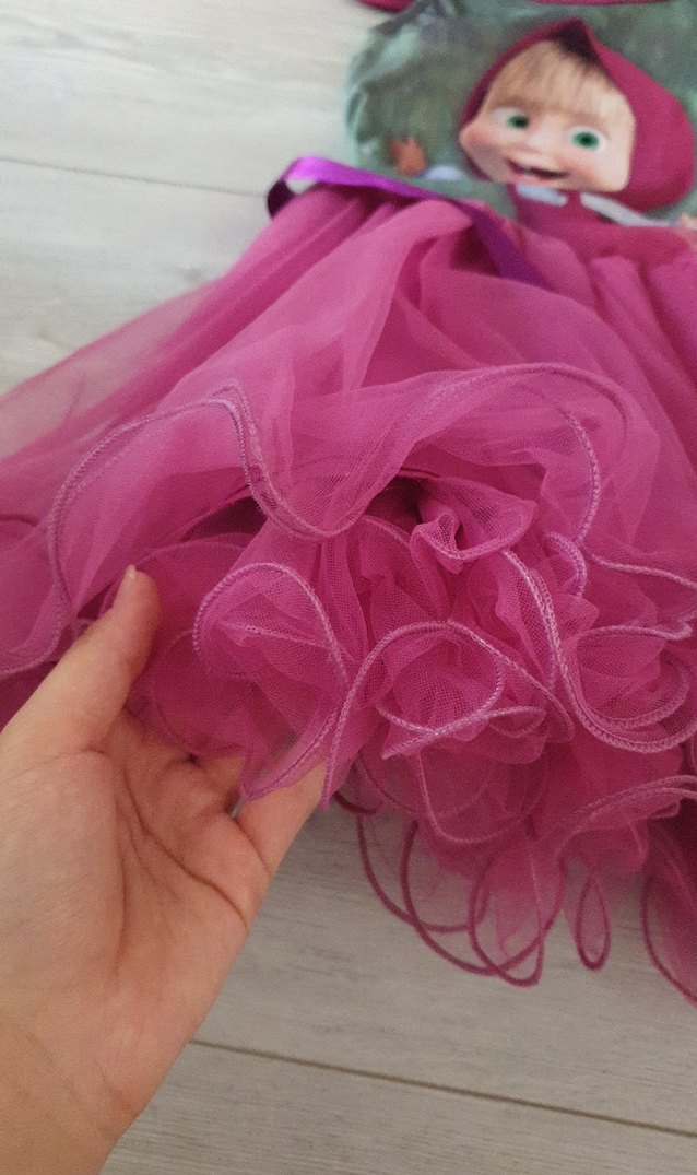 Bordo Renkli Kız Çocuk maşa Elbise - Görsel 2