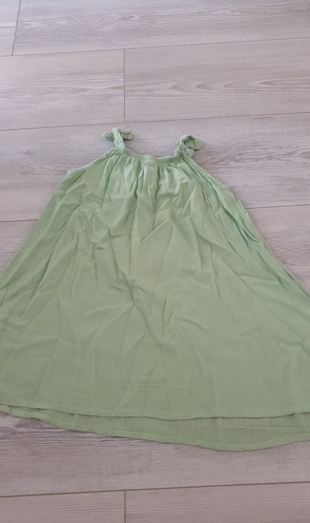 Yeşil Bohem Kız Çocuk Askılı Elbise - Görsel 3