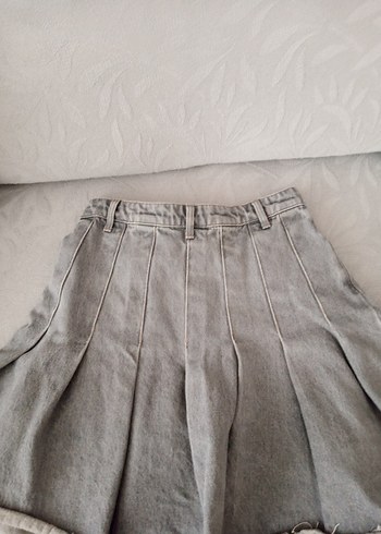 Gri Denim Pileli Midi Etek - Görsel 3