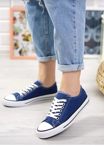 36 Beden Mavi kısa ConverseBağcıklı Günlük Kadın Sneakers