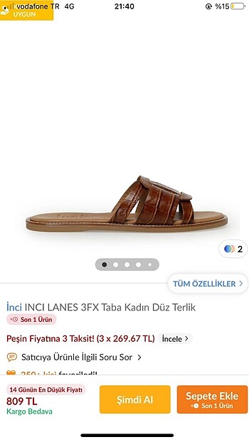Zara İnci Kahverengi Terlik