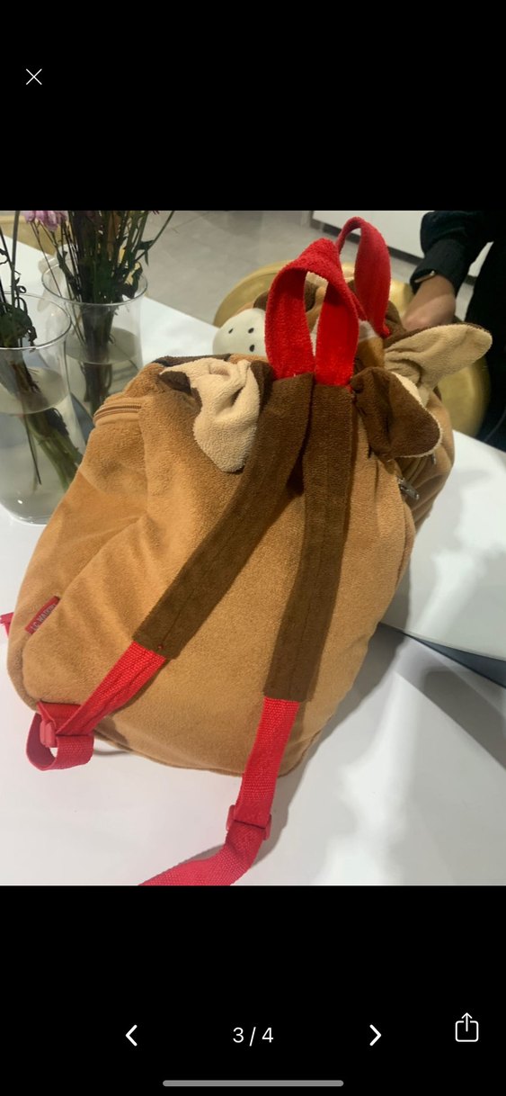 Renkli Kahverengi Köpek Peluş canta - Görsel 2