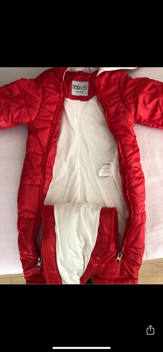 Kırmızı Parlak Fermuarlı Bebek Kış Tulumu - Görsel 4