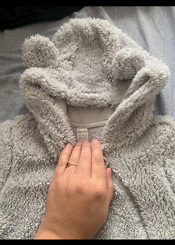 Gri Bebek Peluş Tulumu Kulaklı - Görsel 2