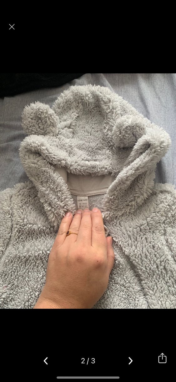 Gri Bebek Peluş Tulumu Kulaklı - Görsel 2