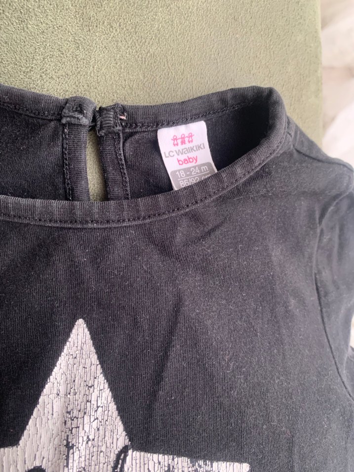 Kız Çocuk siyah kisa kollu  Tişört - Görsel 2