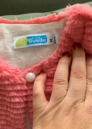 Kız Çocuk Düğmeli Pembe Yelek - Görsel 2