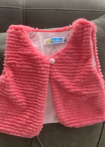 Kız Çocuk Düğmeli Pembe Yelek - Görsel 3