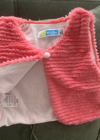 Kız Çocuk Düğmeli Pembe Yelek - Görsel 4