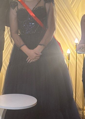 Lacivert Uzun Drapeli Kadın Abiye - Görsel 3