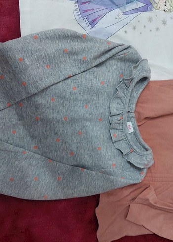 LC Waikiki Gri Baskılı Kız Sweatshirtü, Uzun Kollu, Düğmeli