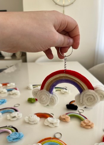 Renkli Püsküllü Gökkuşağı Anahtarlık - Görsel 4