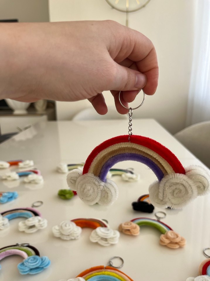 Renkli Püsküllü Gökkuşağı Anahtarlık - Görsel 4