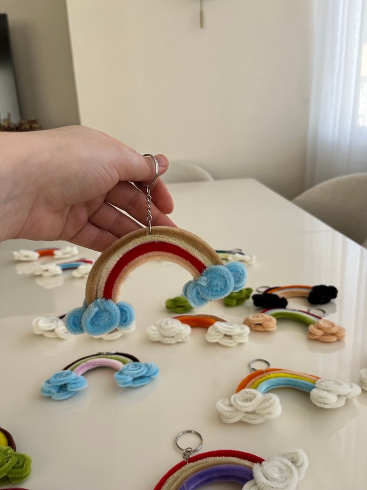 Renkli Püsküllü Gökkuşağı Anahtarlık - Görsel 5