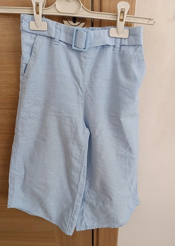 Mavi Keten Mini Rahat Kesim Kız çocuk Şort