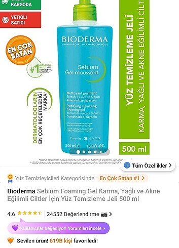 Bioderma yüz yıkama jeli