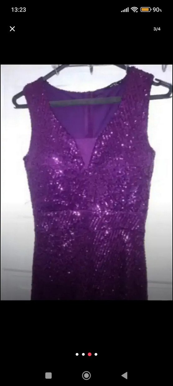 Parlak Yılan Desenli Uzun Mor Abiye Elbise - Görsel 3