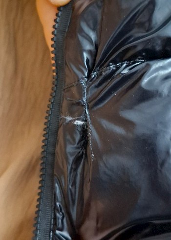 Siyah Parlak Kadın Kışlık Mont - Görsel 8