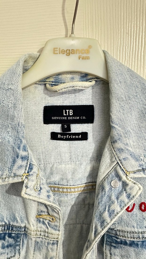 Nakışlı Gri Kadın Denim Ceket - Görsel 4