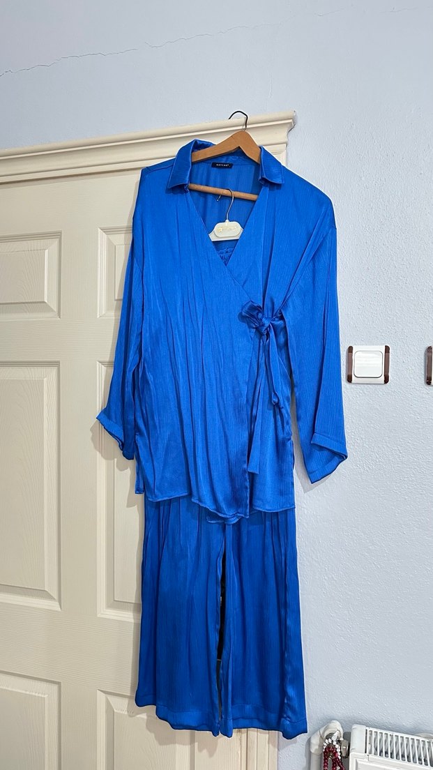 Kadın Mavi Uzun Kollu  Takım - Görsel 2