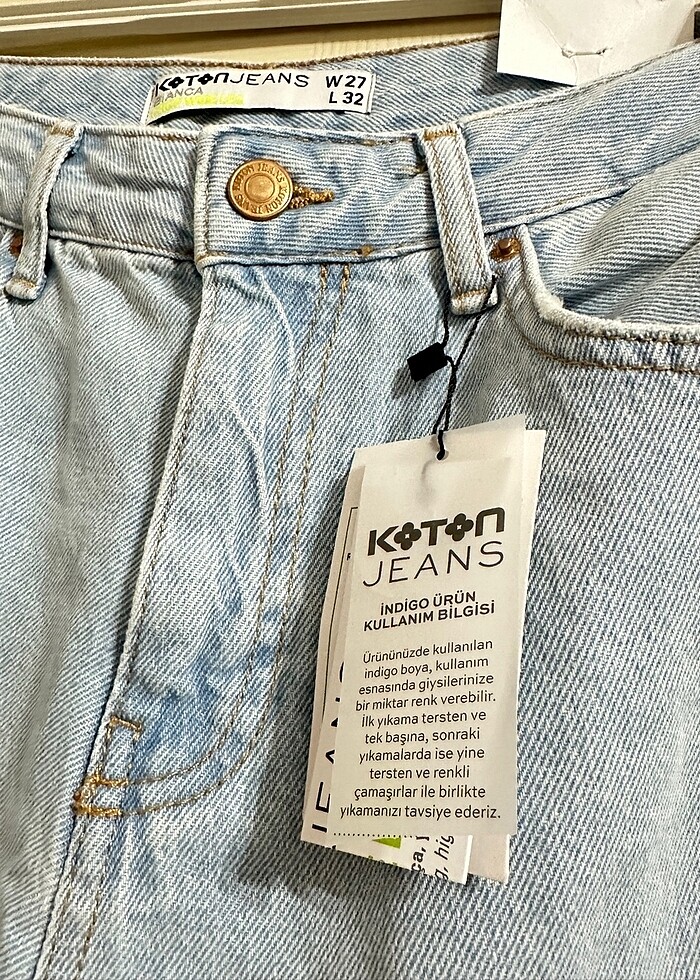 Açık kot jean Midi boy çok şeker bir Pantalon. - Görsel 3