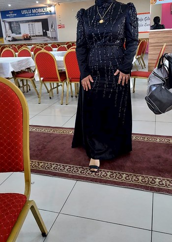 Abiye Siyah Uzun Drapeli Gotik Abiye Elbise
