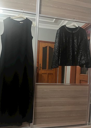 Siyah Uzun Payetli Straplez Kadın Elbise - Görsel 2