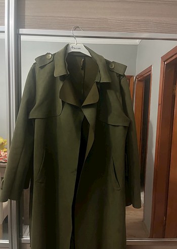 Diğer Kadın Haki Uzun Kemerli Trençkot süet