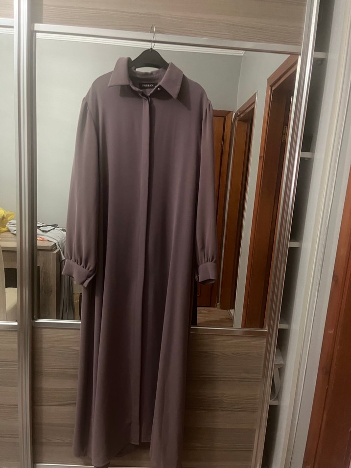 Düğmeli Uzun Kollu Kadın lila tunik - Görsel 2