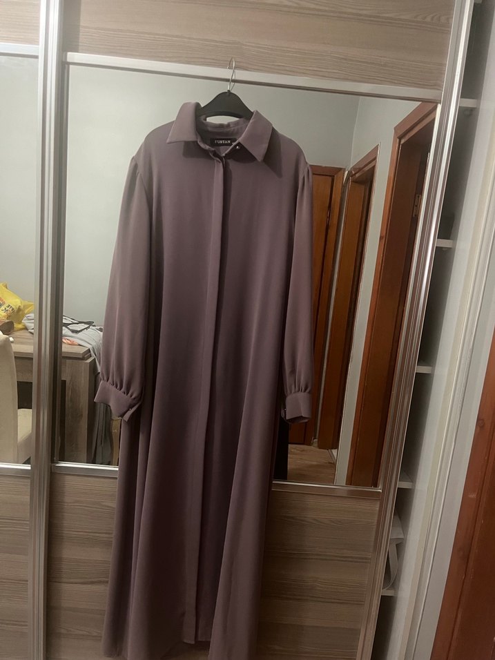 Düğmeli Uzun Kollu Kadın lila tunik - Görsel 3