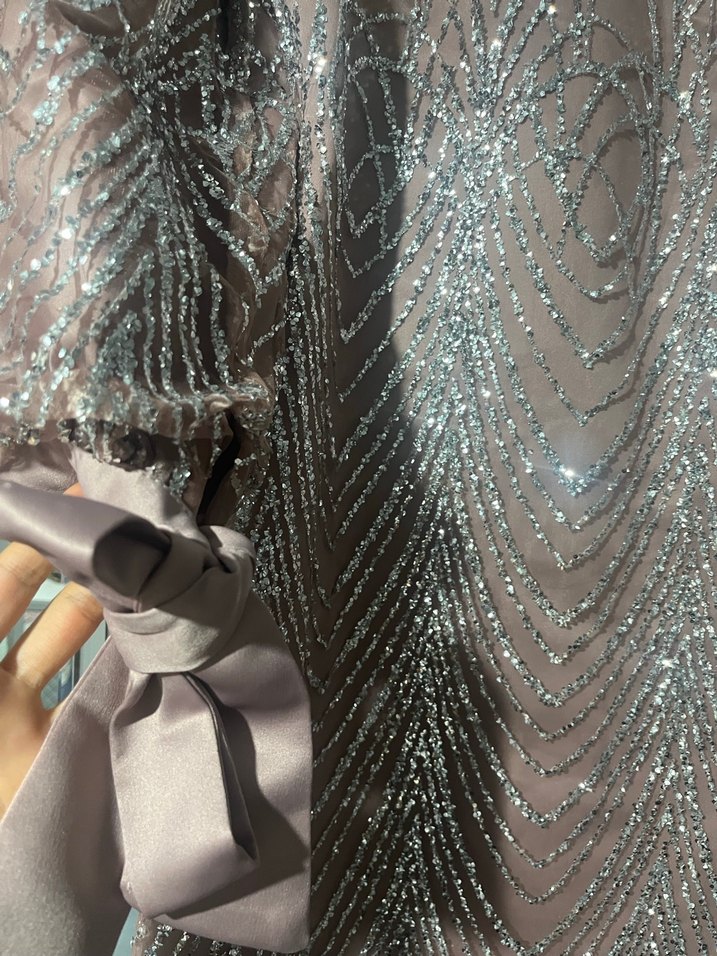 Pembe Payet İşlemeli Uzun Abiye Elbise - Görsel 5