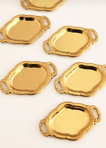 Altın Renkli Küçük Servis Tepsileri - Görsel 2