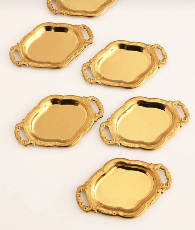 Altın Renkli Küçük Servis Tepsileri - Görsel 2