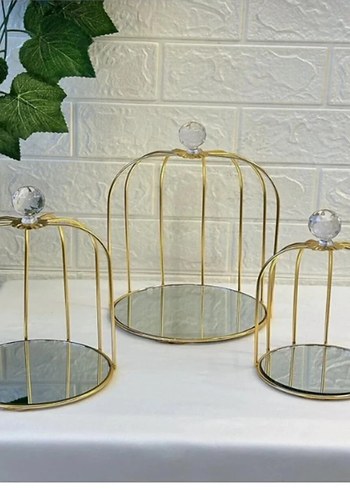 Altın Renkli Parlak Dekoratif Aynalı Kafes - Görsel 2