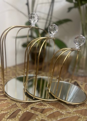 Altın Renkli Parlak Dekoratif Aynalı Kafes - Görsel 3