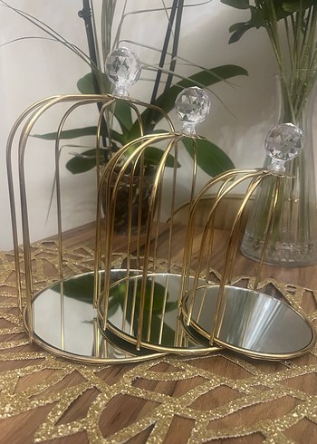 Altın Renkli Parlak Dekoratif Aynalı Kafes - Görsel 4