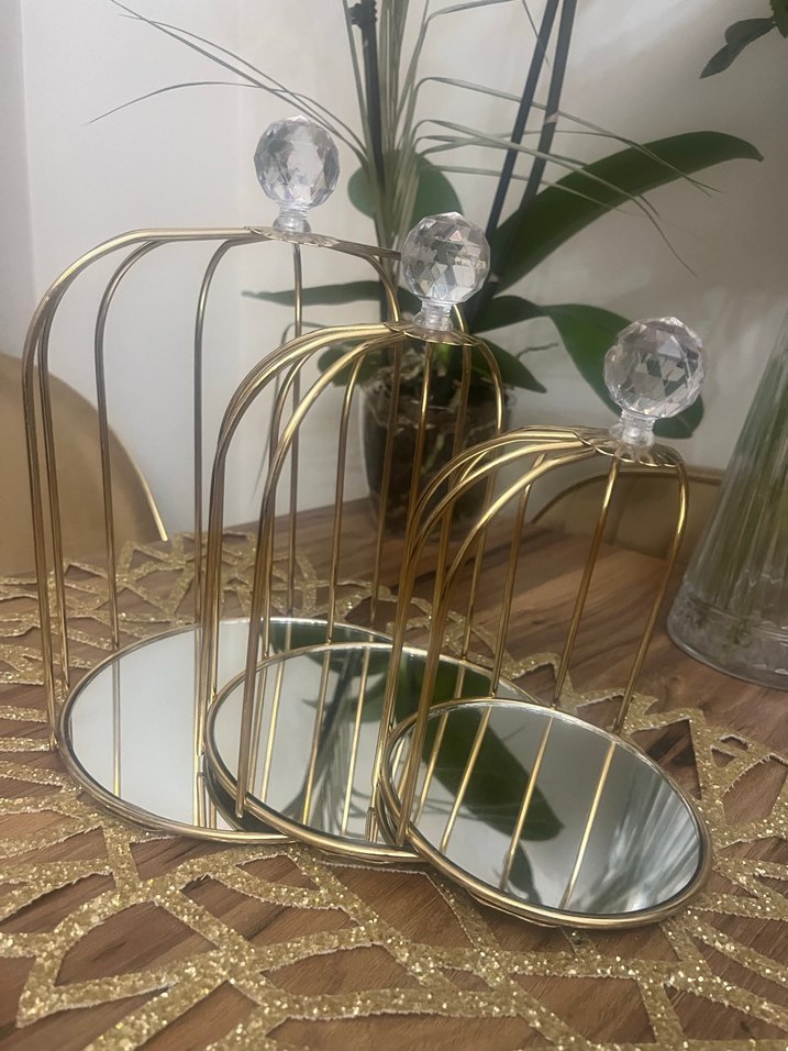 Altın Renkli Parlak Dekoratif Aynalı Kafes - Görsel 5