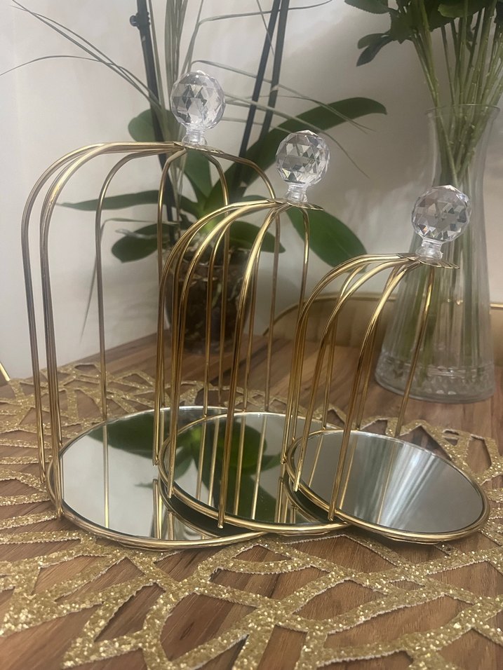 Altın Renkli Parlak Dekoratif Aynalı Kafes - Görsel 4