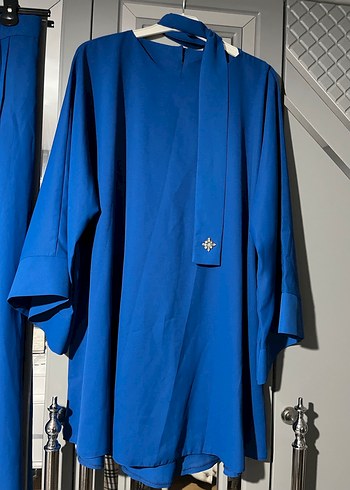 Uzun Mavi Kadın Takım Elbise - Görsel 6