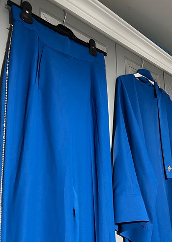 Uzun Mavi Kadın Takım Elbise - Görsel 3